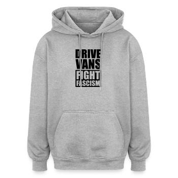 Les fourgonnettes combattent le fascisme - Sweat à capuche oversize unisexe - gris chiné - Devant - Noah (186cm)