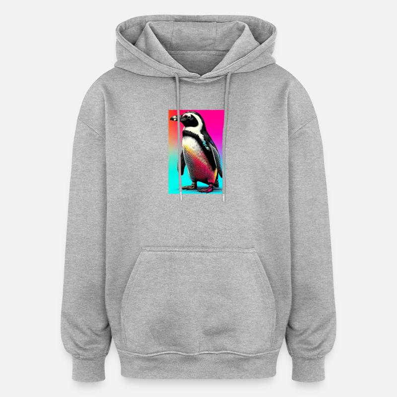 Pinguin - Oversized Unisex Hoodie - Grau meliert