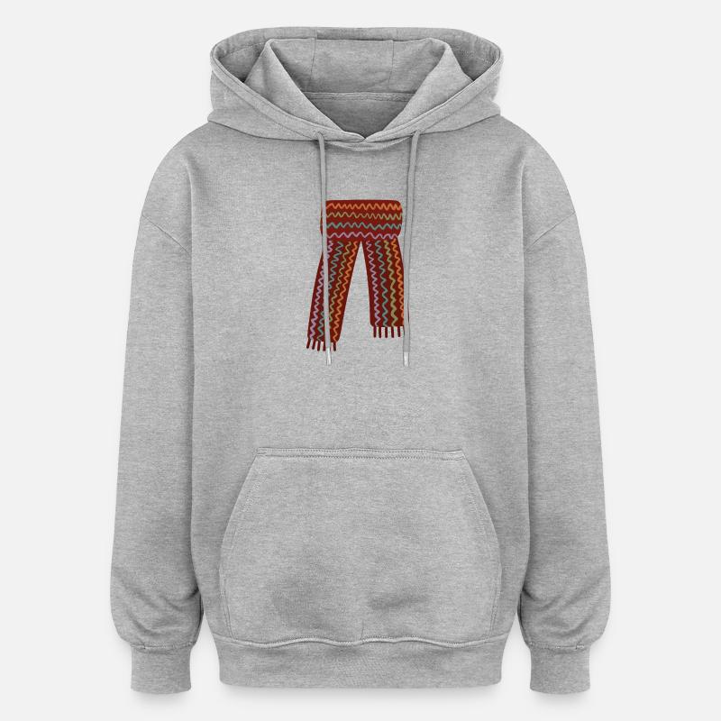 Bunter Schal mit Zickzackmuster - Oversized Unisex Hoodie - Grau meliert