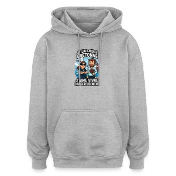 Je l’ai Choisi Bretonne Humour Couple Bretagne - Sweat à capuche oversize unisexe - gris chiné - Devant - Noah (186cm)
