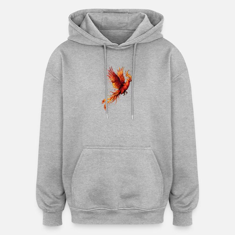 Tempête de feu Phoenix - Sweat à capuche oversize unisexe - gris chiné