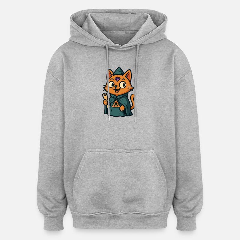Purrscribe le chat prophète - Sweat à capuche oversize unisexe - gris chiné