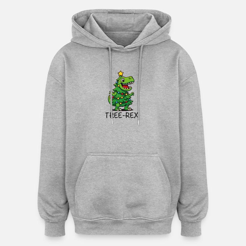 Tree-Rex – Dino de dessins animés mignons - Sweat à capuche oversize unisexe - gris chiné