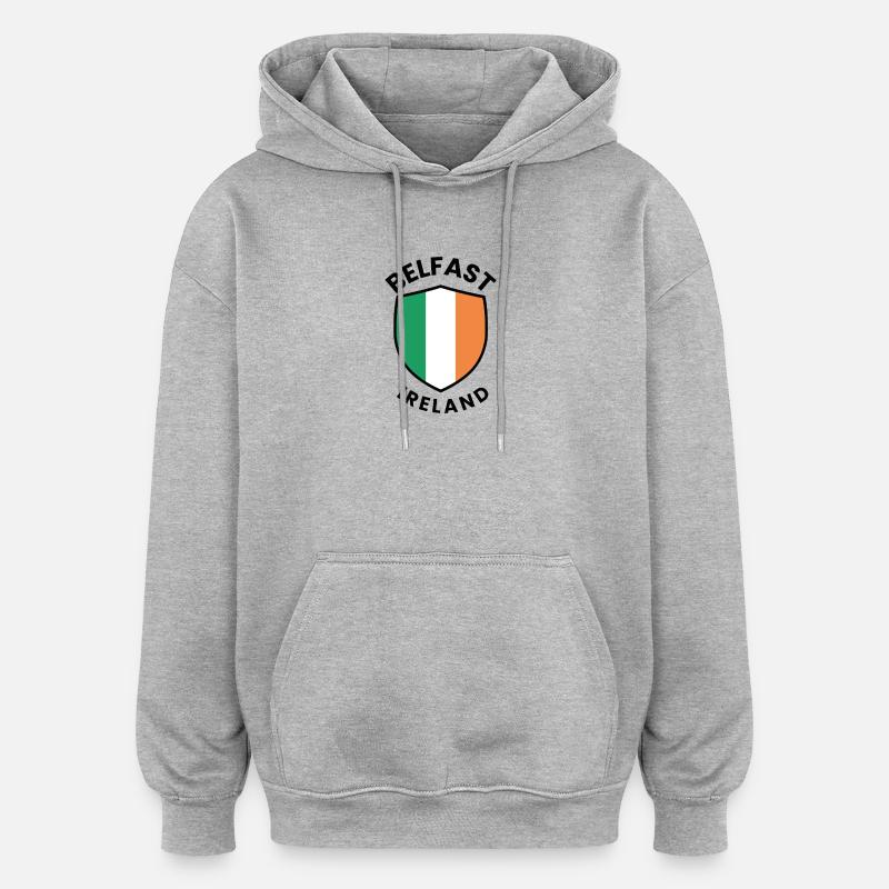Bouclier d’Irlande de Belfast - Sweat à capuche oversize unisexe - gris chiné