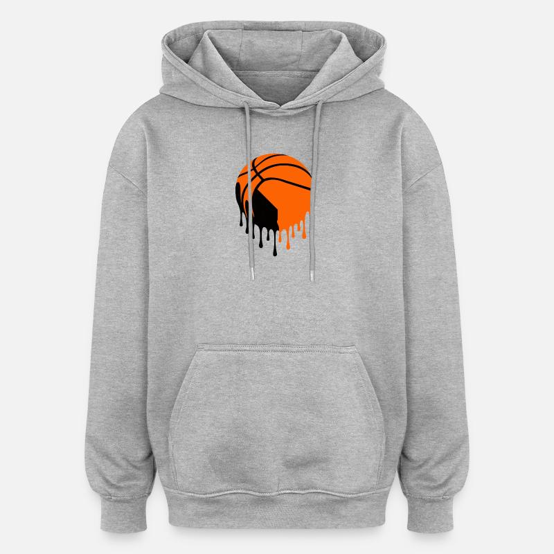 Art de rue dégoulinant de basket - Sweat à capuche oversize unisexe - gris chiné