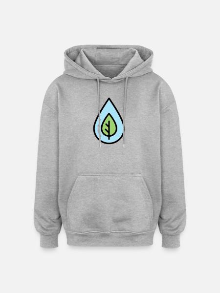 Wassertropfen Blatt Öko - Oversized Unisex Hoodie - Grau meliert