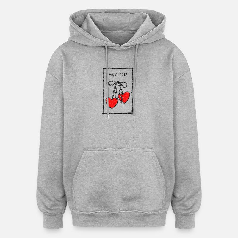 Collier Cœur Ma Chérie - Sweat à capuche oversize unisexe - gris chiné