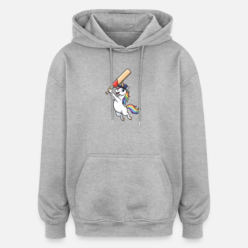 Unicorn Cricket Divertimento Arcobaleno - Felpa con cappuccio unisex oversize - grigio melange