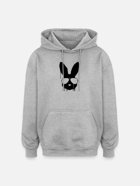 Cool Bunny Glasses Graffiti - Oversized Unisex Hoodie - heather grey