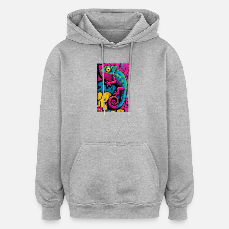 caméléon - Sweat à capuche oversize unisexe - gris chiné