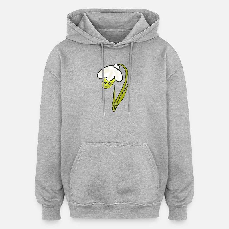 Perce-neige à fleurs printanières - Sweat à capuche oversize unisexe - gris chiné