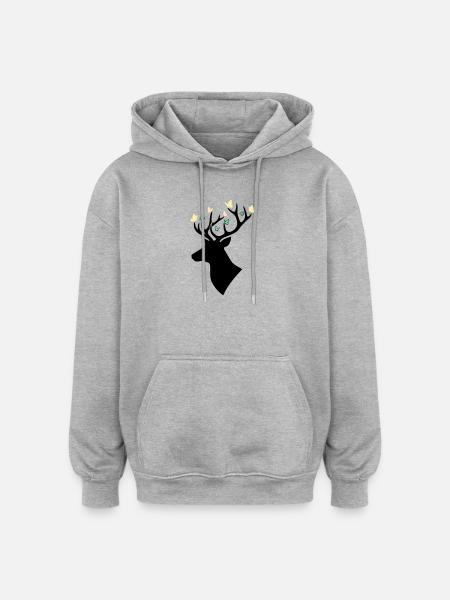 Hirschkopf Schmetterling Bunt - Oversized Unisex Hoodie - Grau meliert