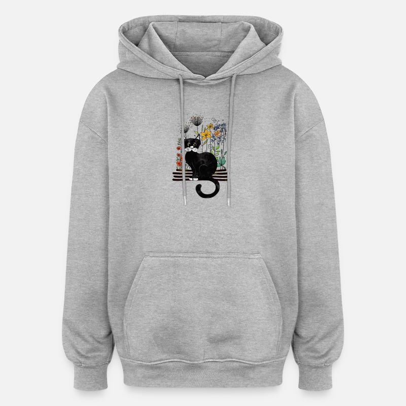 Katze - Oversized Unisex Hoodie - Grau meliert