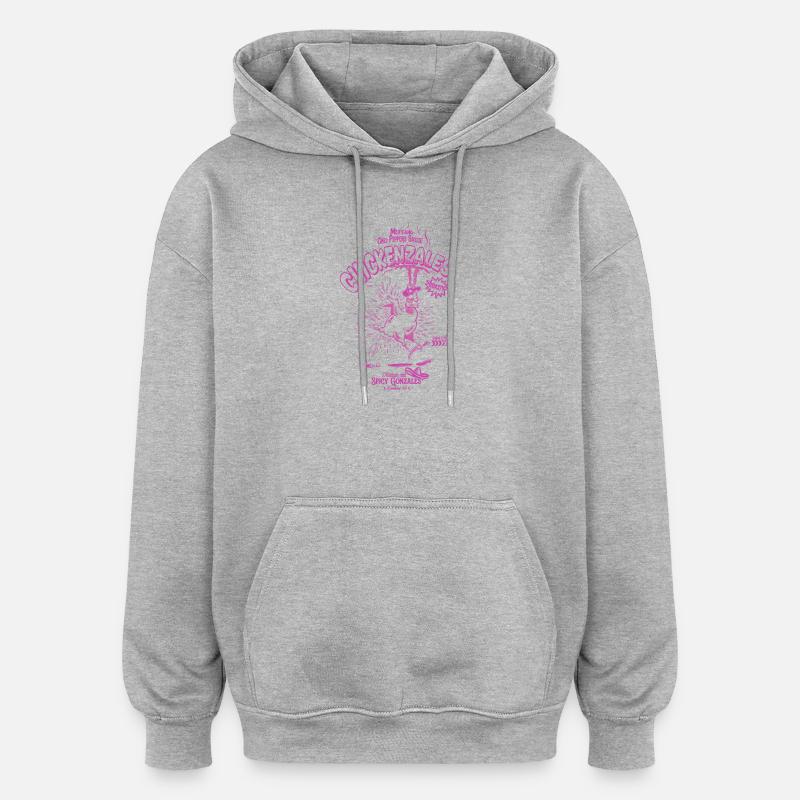 Poulet Pimenté Retro Violet - Sweat à capuche oversize unisexe - gris chiné