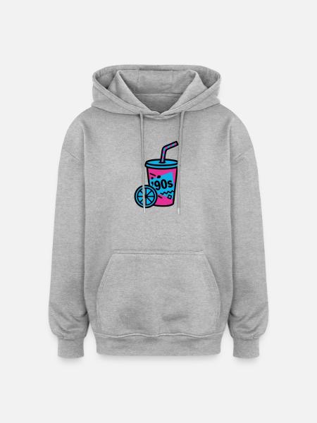 90s Retro Becher Slush Sommer - Oversized Unisex Hoodie - Grau meliert