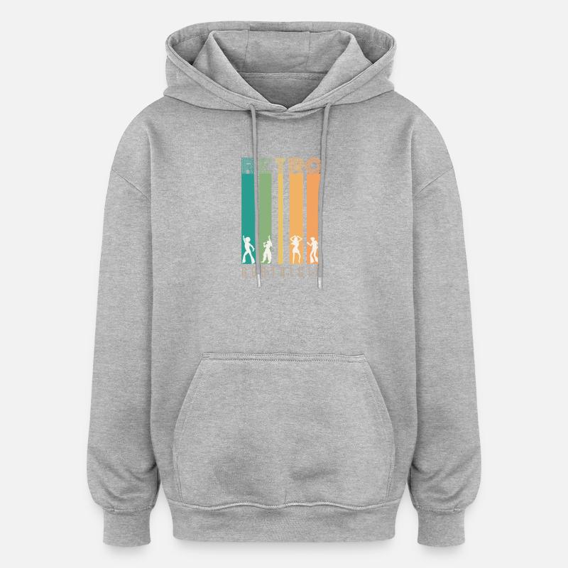 Retro Barres et Silhouettes Nostalgie - Sweat à capuche oversize unisexe - gris chiné
