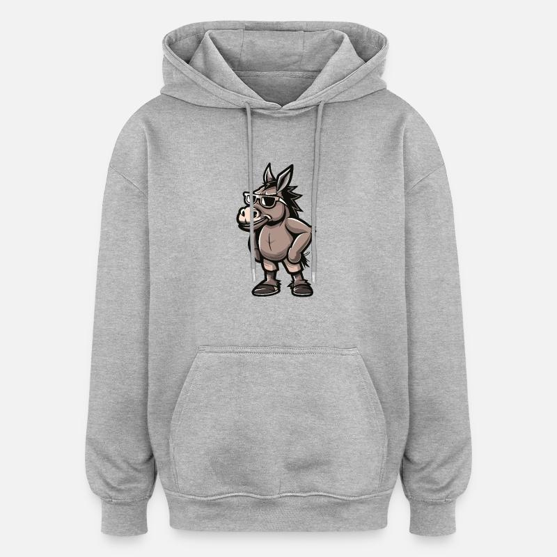 Esel Cool Comic - Oversized Unisex Hoodie - Grau meliert