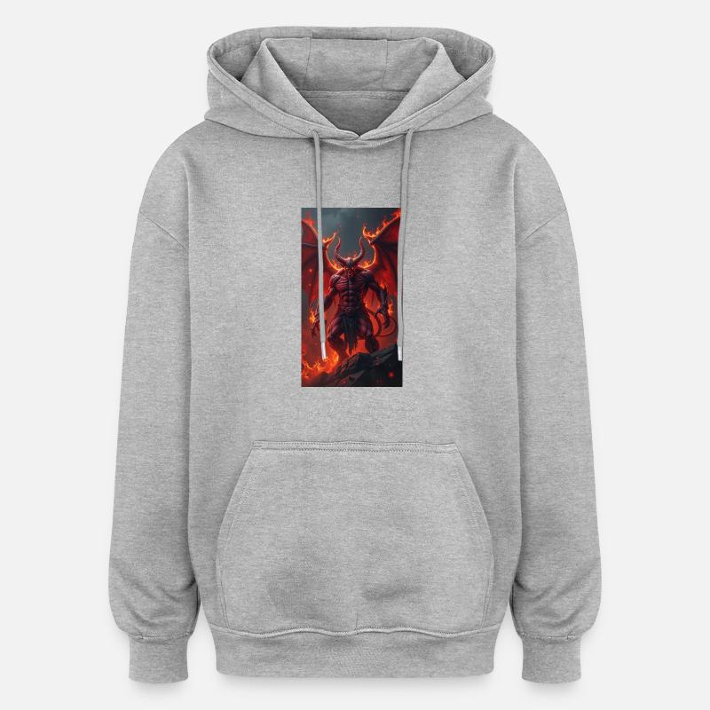 Teufel - Oversized Unisex Hoodie - Grau meliert