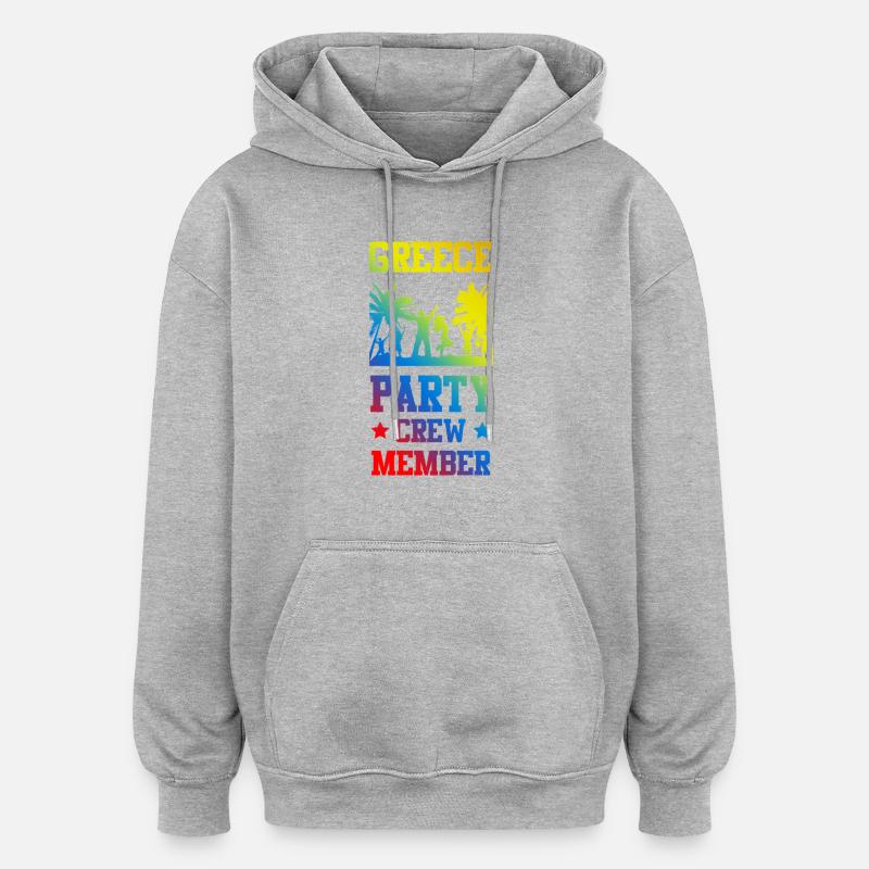 Équipe de fête en Grèce - Sweat à capuche oversize unisexe - gris chiné