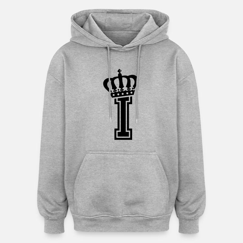 Lettre I - Sweat à capuche oversize unisexe - gris chiné