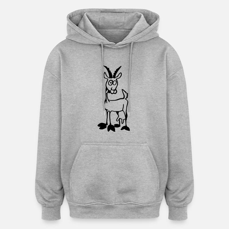chèvre - Sweat à capuche oversize unisexe - gris chiné