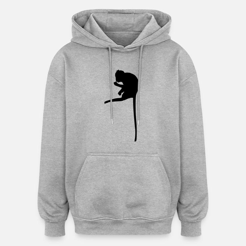 Affe - Oversized Unisex Hoodie - Grau meliert