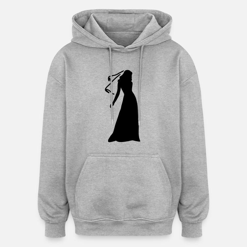 mariée silhouette - Sweat à capuche oversize unisexe - gris chiné