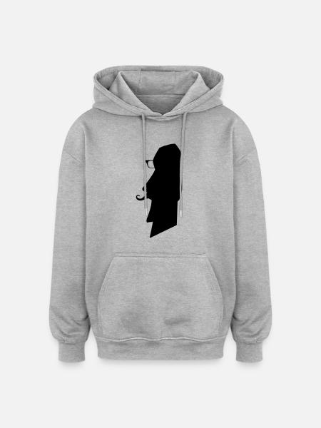 moai_hipster_02 - Oversized Unisex Hoodie - heather grey