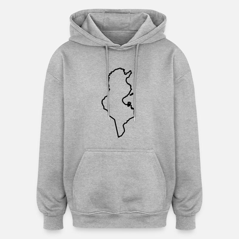 Tunisie - Sweat à capuche oversize unisexe - gris chiné