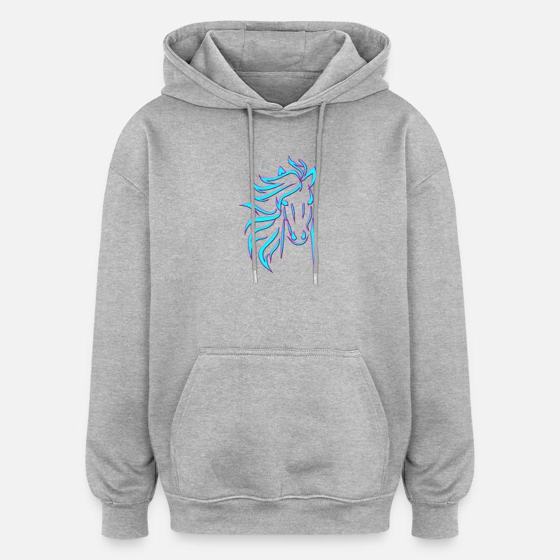 Cheval bleu - Sweat à capuche oversize unisexe - gris chiné