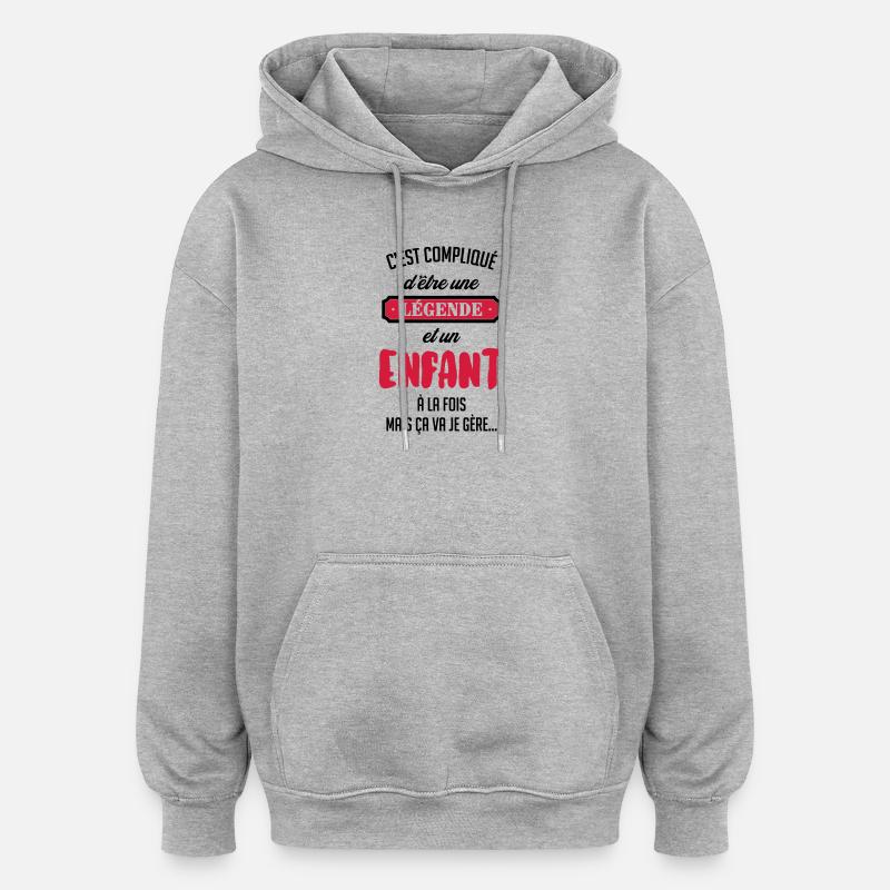 adolescent / enfant / ado / adolescente - Sweat à capuche oversize unisexe - gris chiné