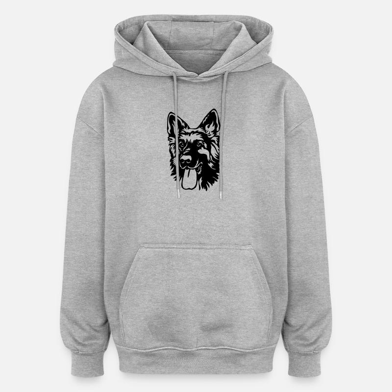 Deutscher Schäferhund Kopf - Oversized Unisex Hoodie - Grau meliert