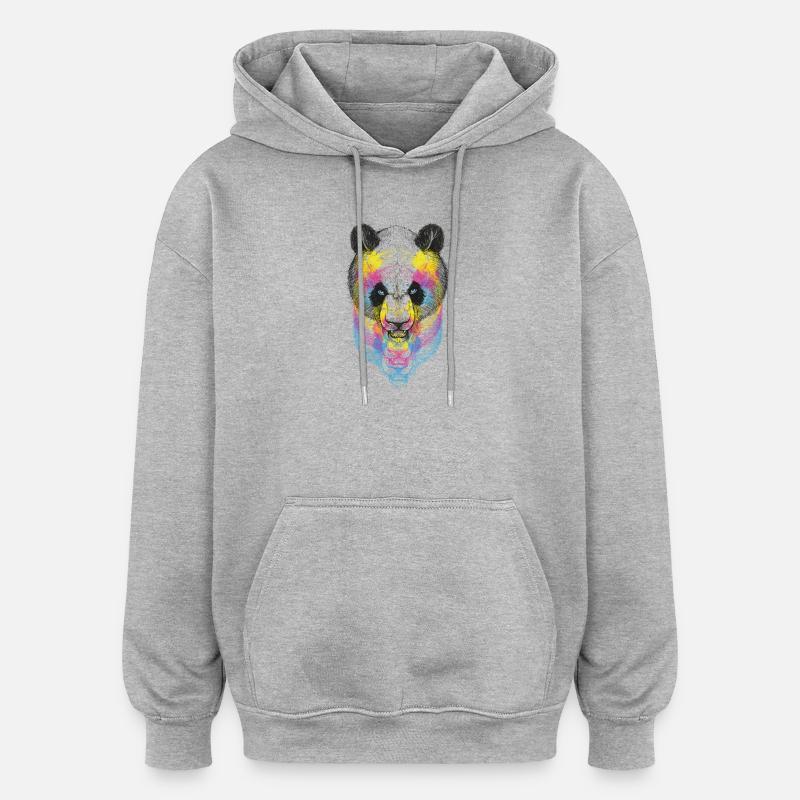 Panda Bear CMJN - Sweat à capuche oversize unisexe - gris chiné