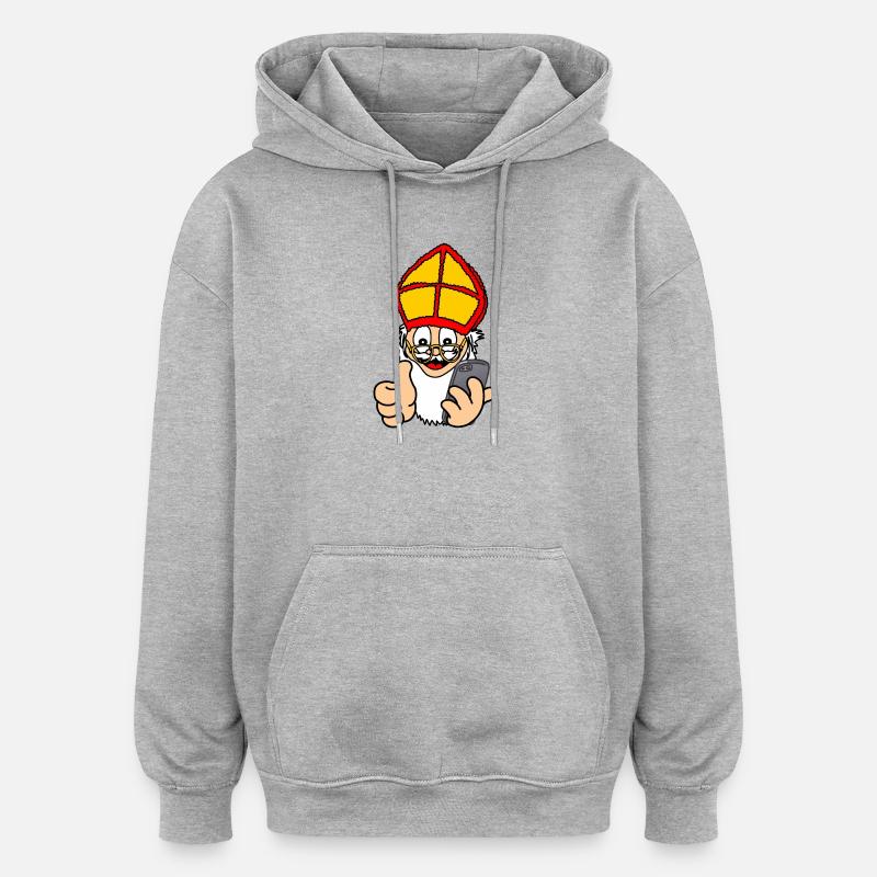 Sinterklaas avec smartphone - Sweat à capuche oversize unisexe - gris chiné