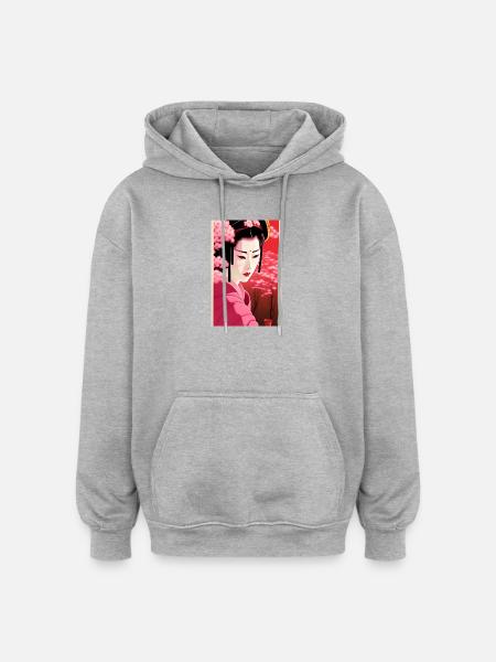 Geisha 6 - Oversized Unisex Hoodie - heather grey