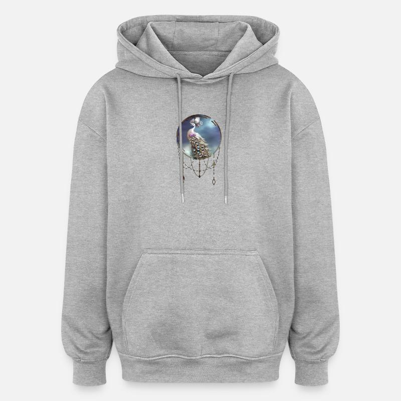 Merveilleux paon élégant - Sweat à capuche oversize unisexe - gris chiné