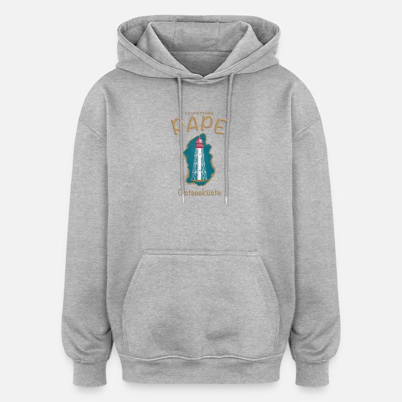 Lettonie Phare Pape, mer Baltique, - Sweat à capuche oversize unisexe - gris chiné