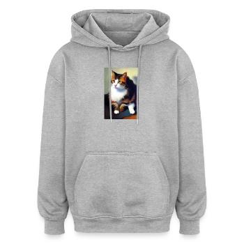 Katzen Bild - Oversized Unisex Hoodie - Grau meliert - Vorne - Noah (186cm)