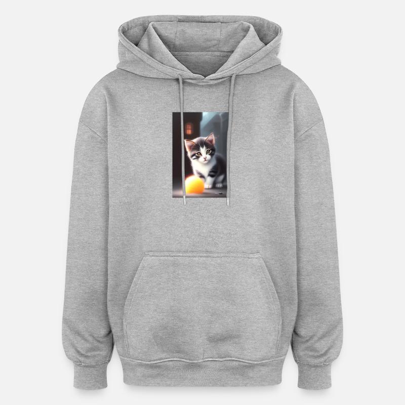 Bébé chat - Sweat à capuche oversize unisexe - gris chiné