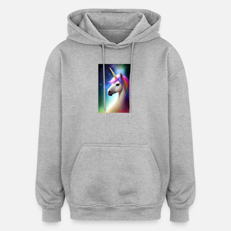 Licorne - Sweat à capuche oversize unisexe - gris chiné