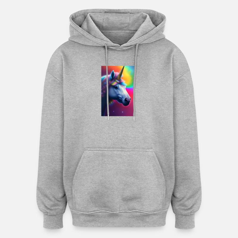 Licorne - Sweat à capuche oversize unisexe - gris chiné