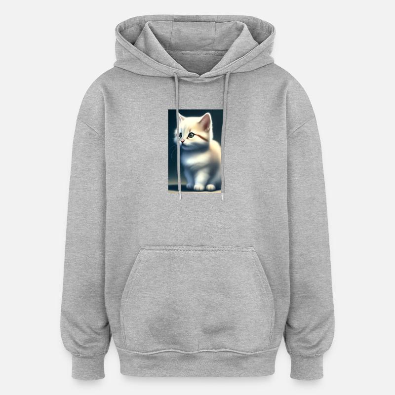 Petit bébé chat mignon - Sweat à capuche oversize unisexe - gris chiné