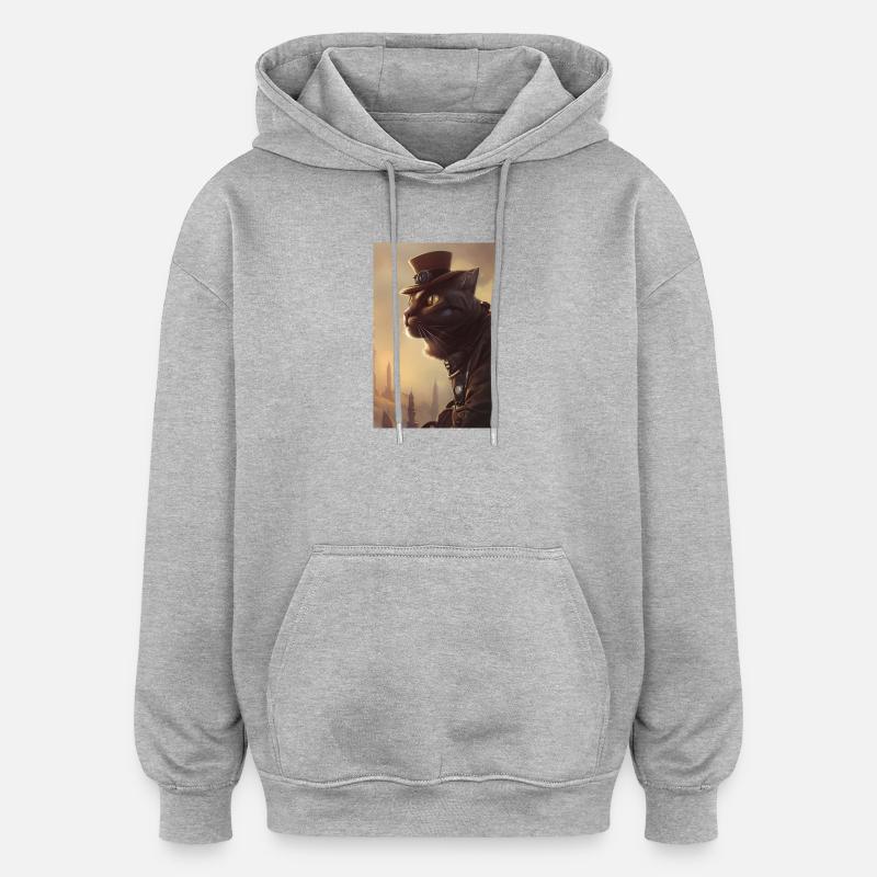 Herr Katze - Oversized Unisex Hoodie - Grau meliert