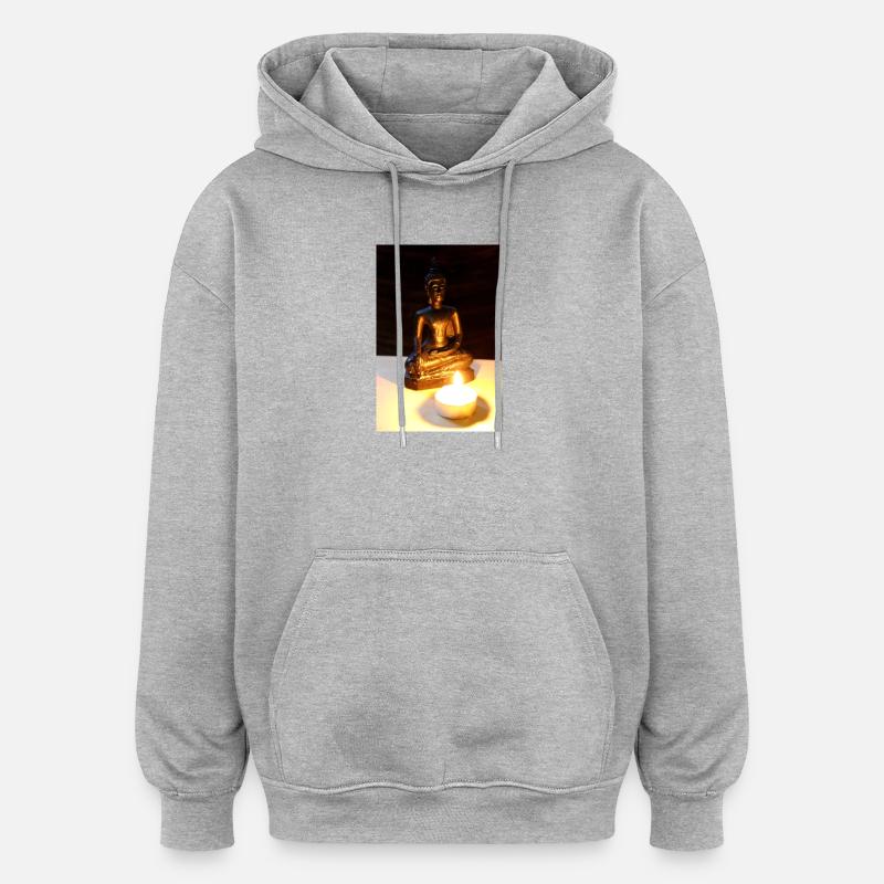Affiche de Bouddha - Sweat à capuche oversize unisexe - gris chiné