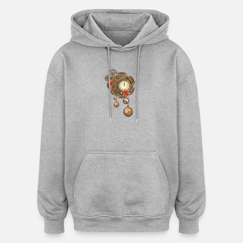Wunderbare Steampunk-Uhr - Oversized Unisex Hoodie - Grau meliert