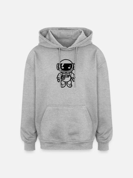 kleiner Astronaut - Oversized Unisex Hoodie - Grau meliert