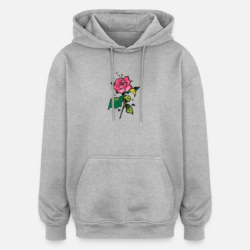 Eine hübsche Rose - Oversized Unisex Hoodie - Grau meliert