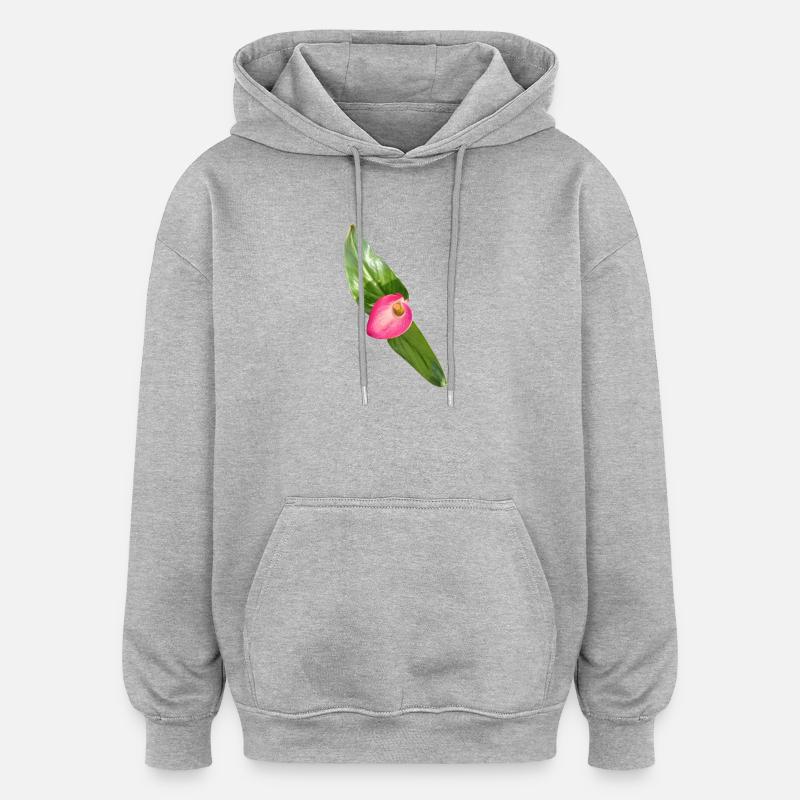 Pink Calla Blüte - Oversized Unisex Hoodie - Grau meliert