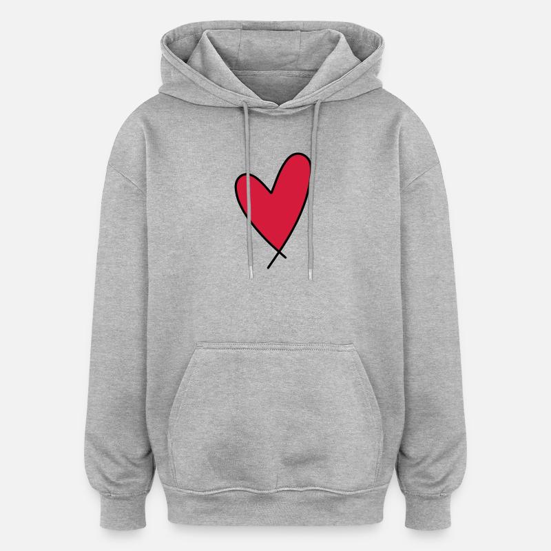 Cœur - Sweat à capuche oversize unisexe - gris chiné