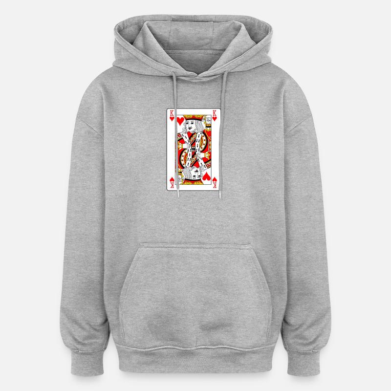 Carte à jouer Roi de Cœur - Sweat à capuche oversize unisexe - gris chiné
